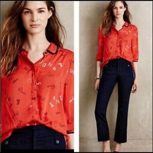Anthropologie Red Blouse Size 6